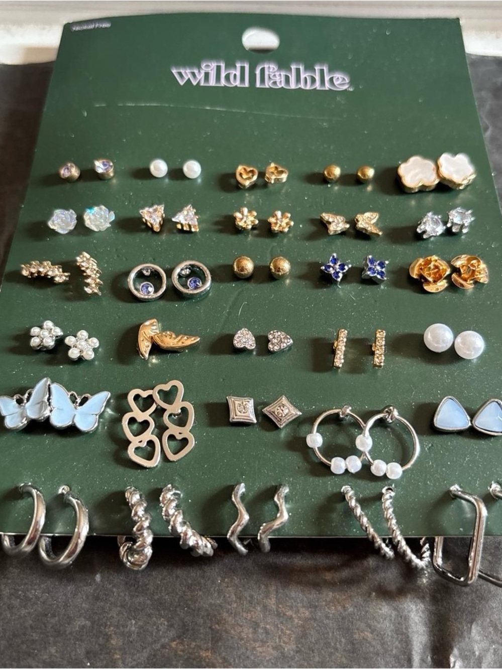 Wild Fable Assorted Women’s Earring Set in Gold, Silver, Blue, White